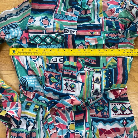 Lafayette 148 New York Doha Palazzo Patchwork Print Maxi Shirtdress- Small - Picture 3 of 9